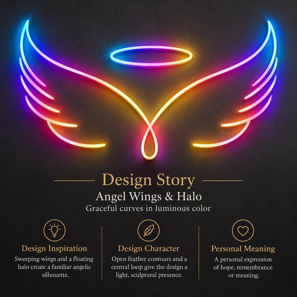 Angel Wings & Halo RGB LED Wall Light — Approx. 40.4″
