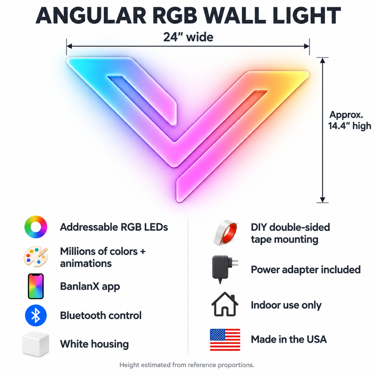 Angular RGB LED Wall Light — 24″