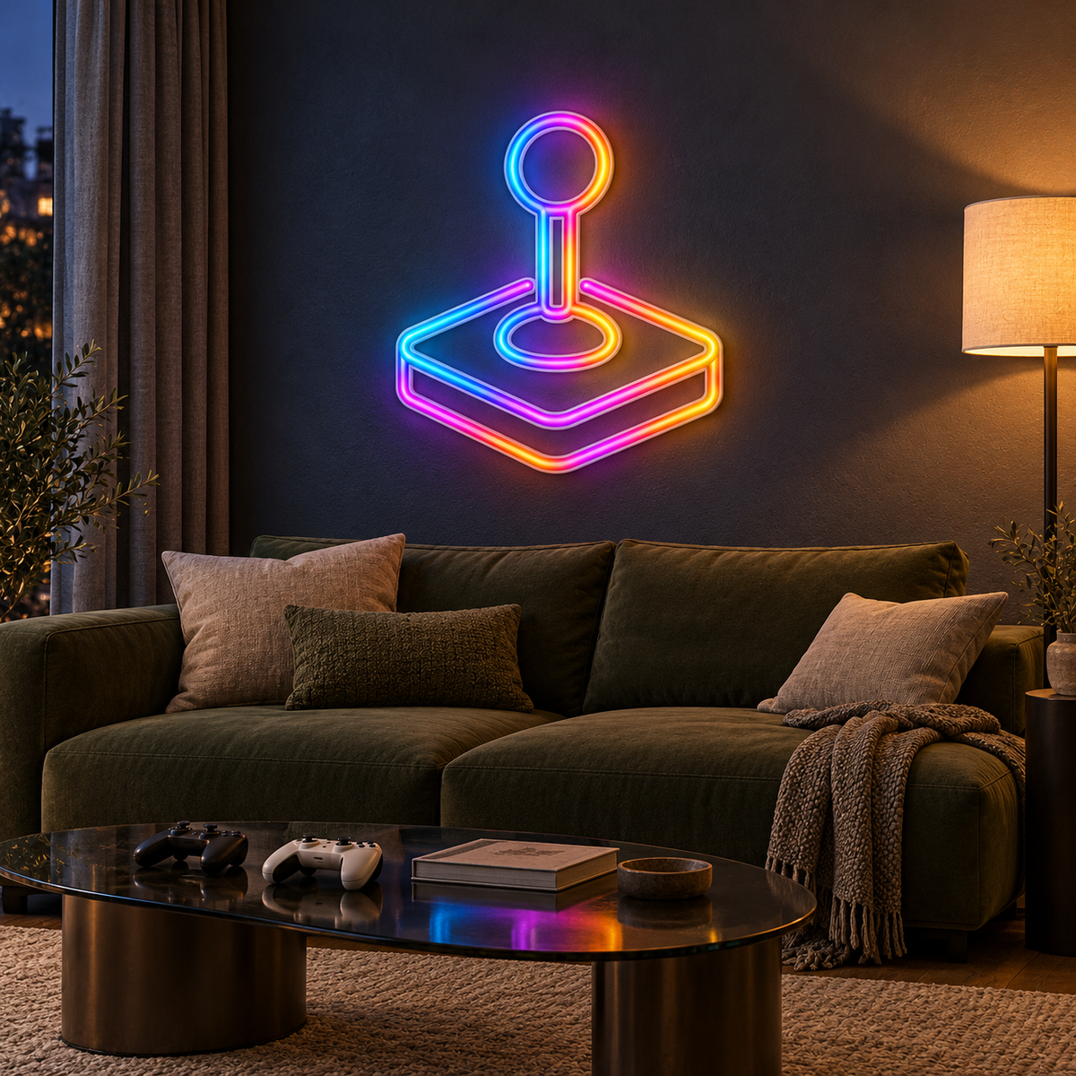 Arcade Joystick RGB LED Wall Light — 24″