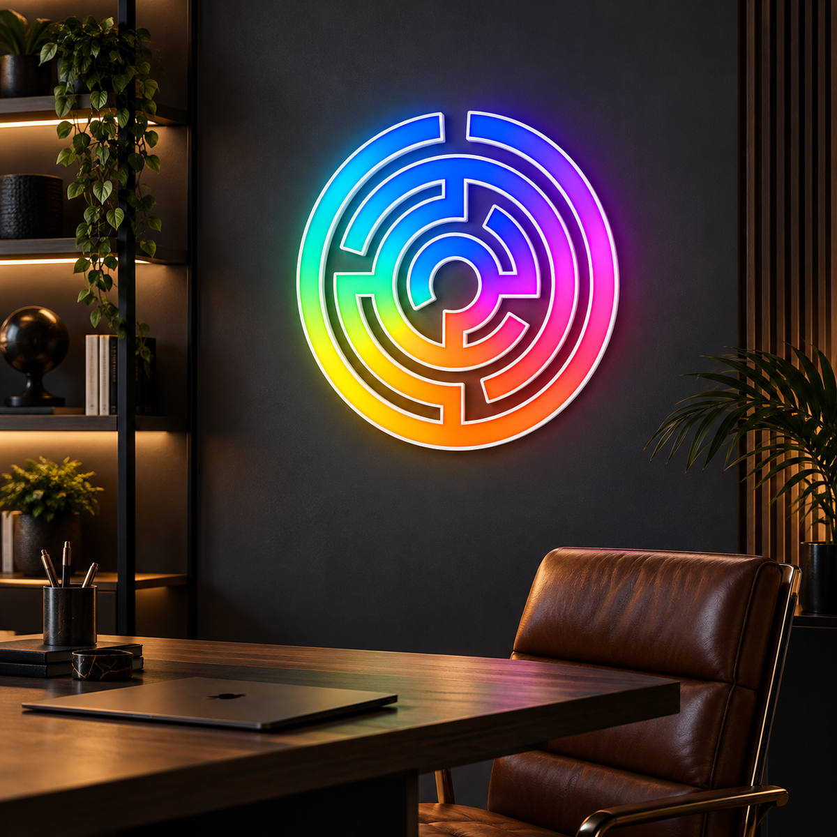 Circular Maze RGB LED Wall Light — 24″ Tall (Provisional)