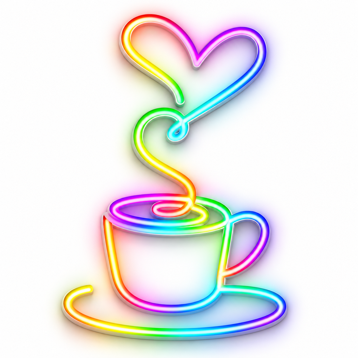 Coffee Cup with Heart Steam RGB LED Wall Light — 24″ Tall (Provisional)