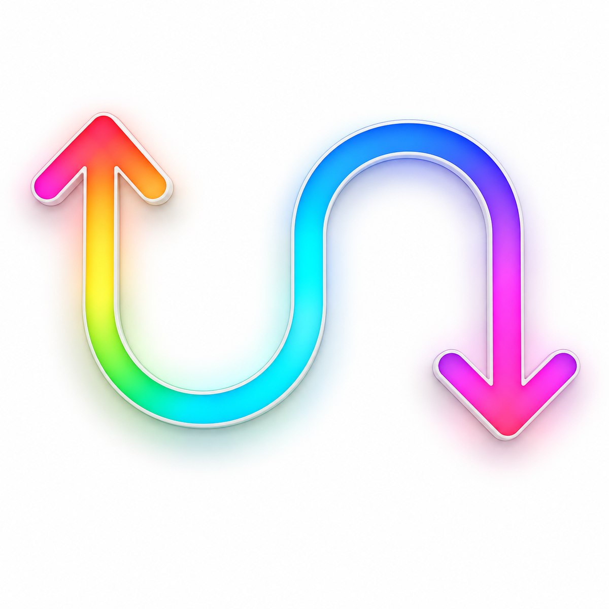 Curved Up & Down Arrows RGB LED Wall Light — 24″ Tall (Provisional)