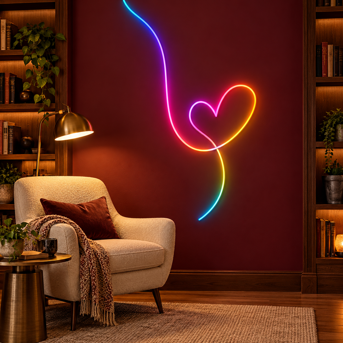 Flowing Heart RGB LED Wall Light — 24″ Tall