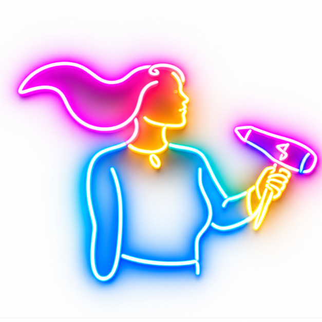 Hairstylist with Hair Dryer RGB LED Wall Light — 24″ Tall