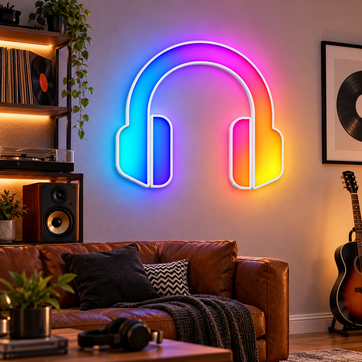Headphones RGB LED Wall Light — 24″ Wide (Provisional)
