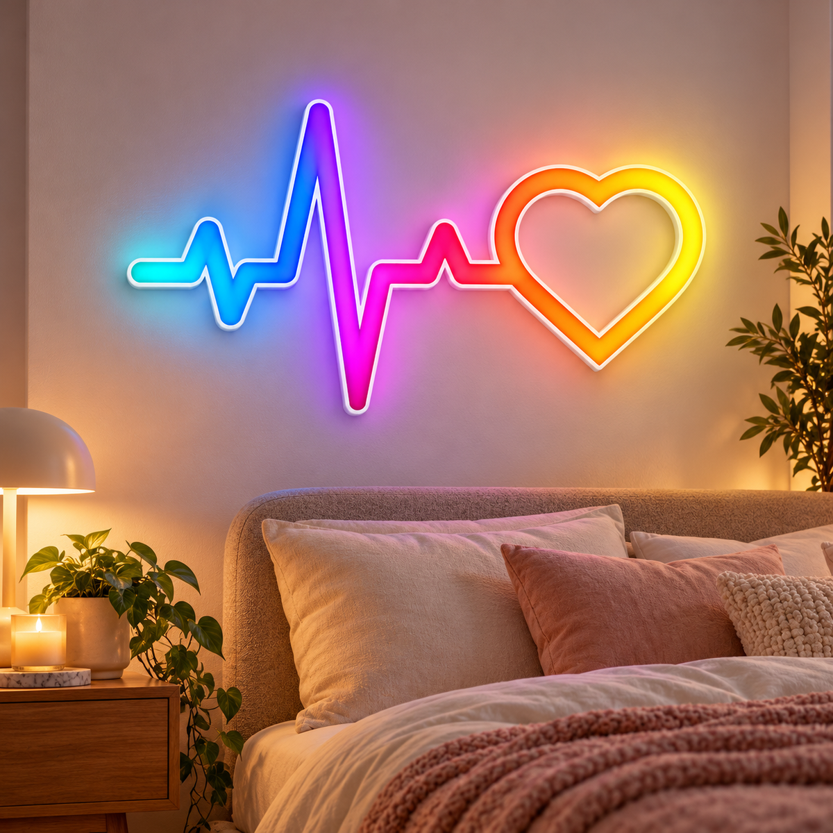 Heartbeat with Heart RGB LED Wall Light — 24″ Wide (Provisional)