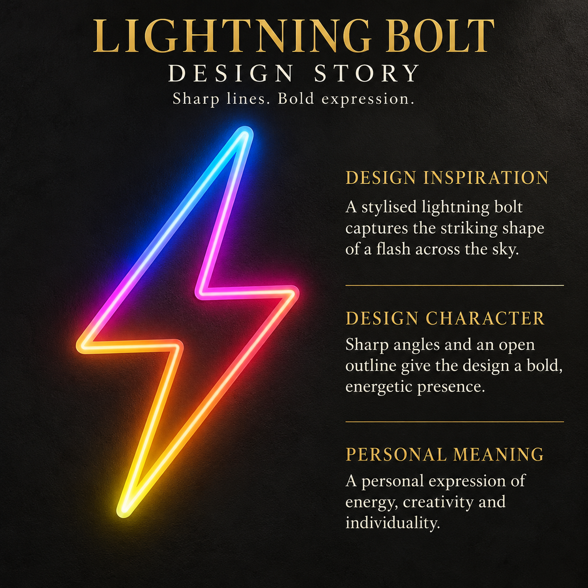 Hollow Lightning Bolt RGB LED Wall Light — 24″