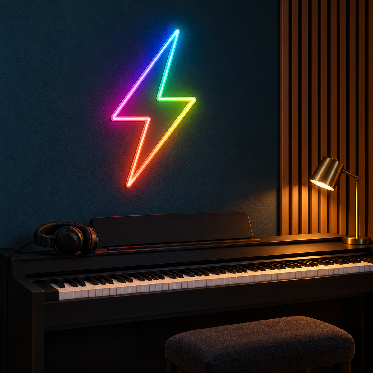 Hollow Lightning Bolt RGB LED Wall Light — 24″