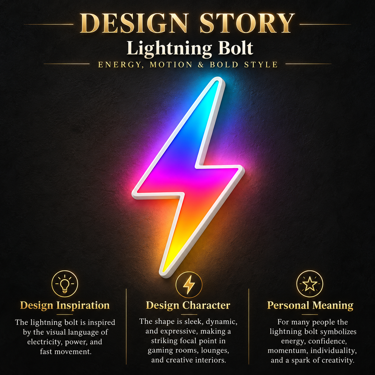Lightning Bolt RGB LED Wall Light — 24″ Tall (Provisional)