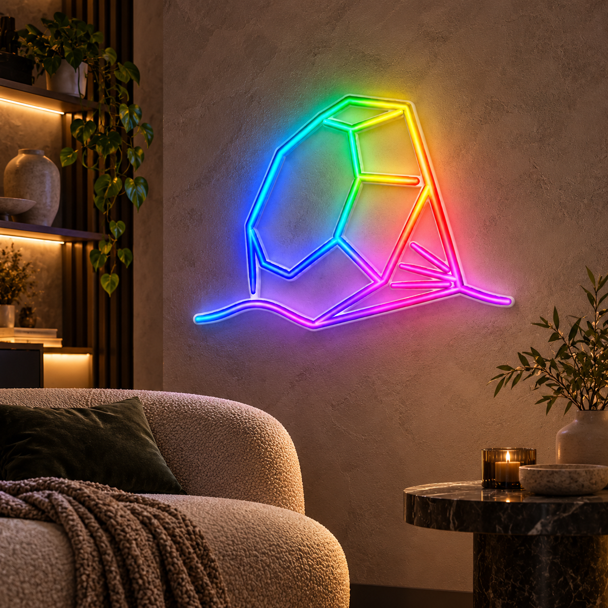 Low-Poly Bird RGB LED Wall Light — 24″ Wide