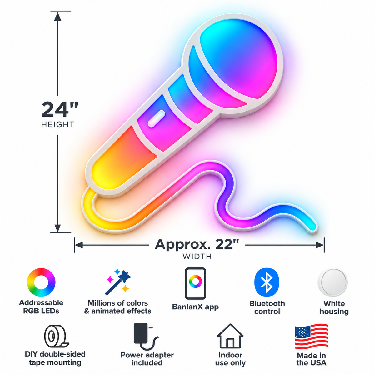 Microphone RGB LED Wall Light — 24″ Tall (Provisional)