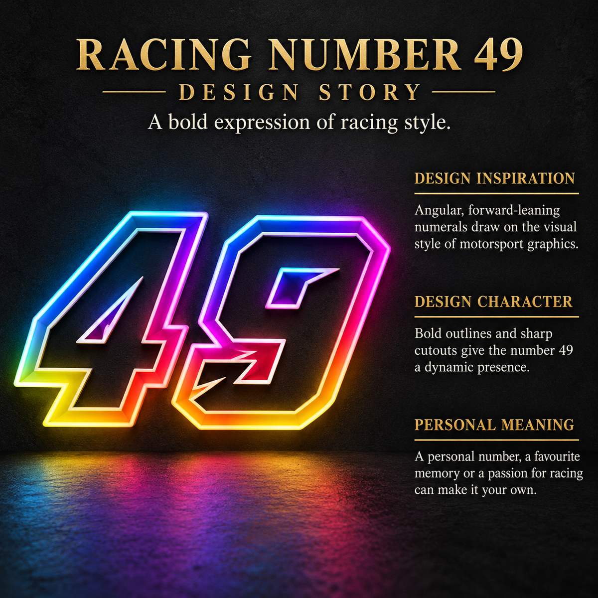Motorsport Number 49 RGB LED Wall Light — 24″