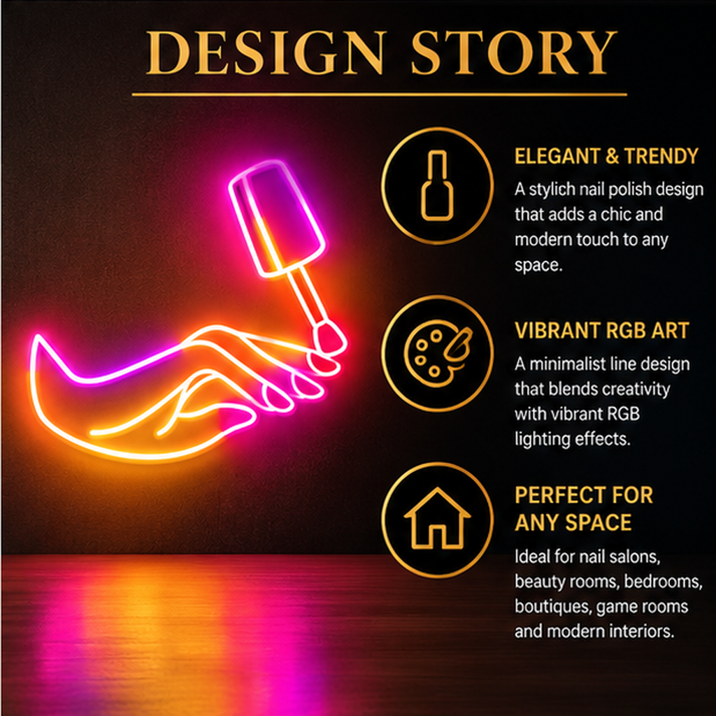Nail Polish Brush & Hand RGB LED Wall Light — 24″ Wide (Provisional)