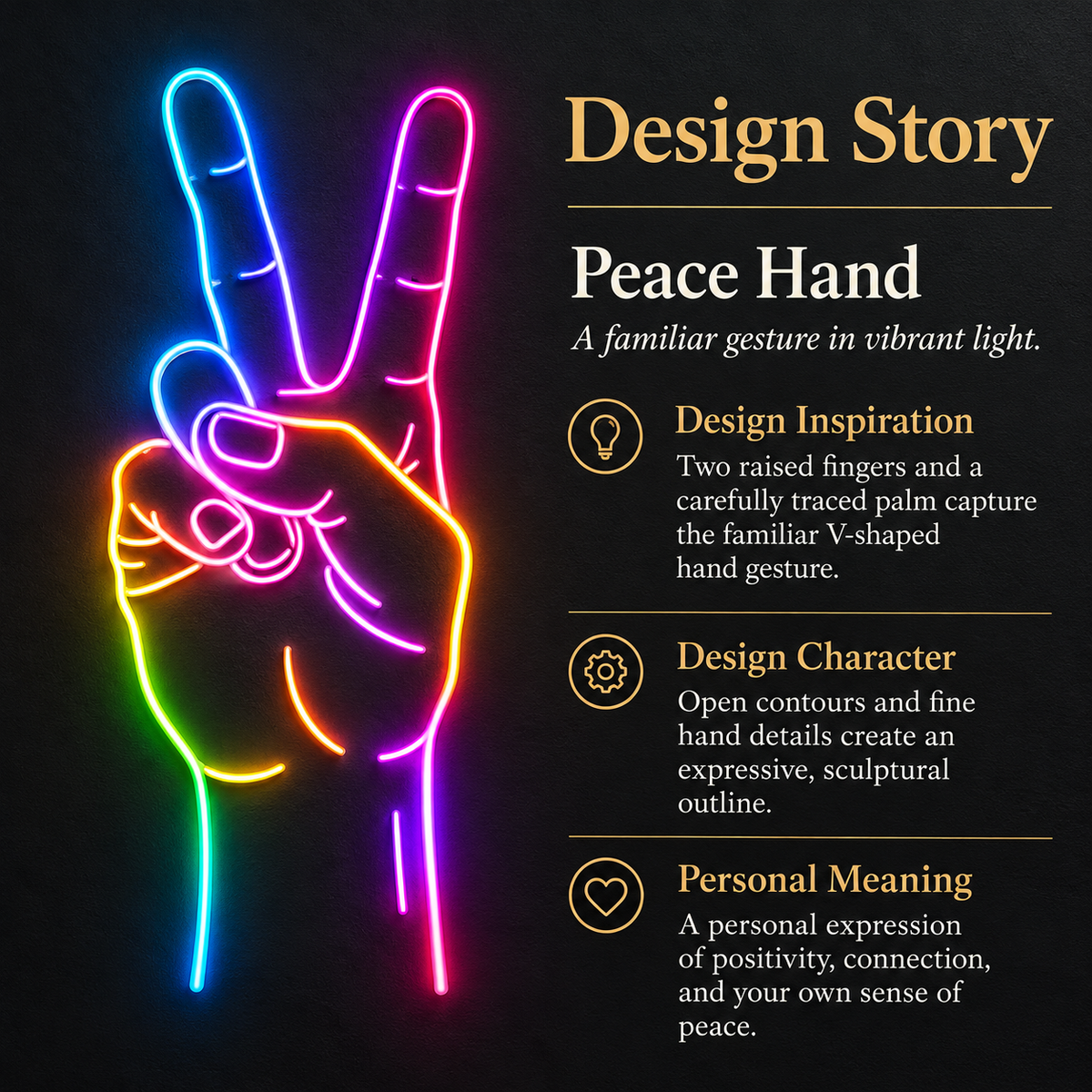 Peace Hand RGB LED Wall Light — 24″