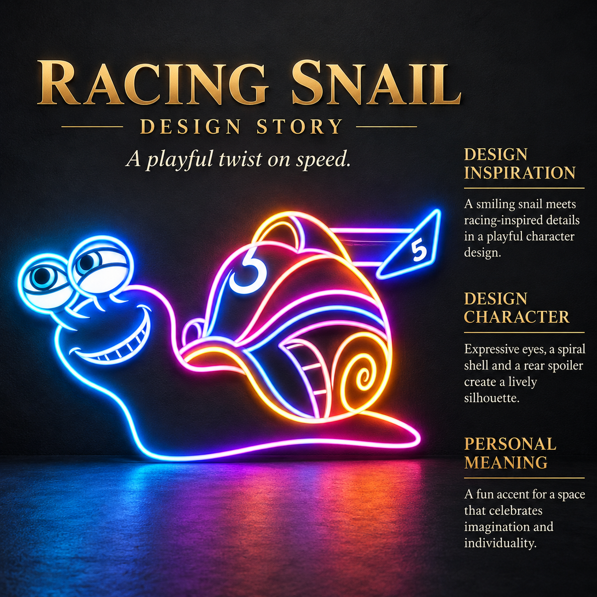 Racing Snail RGB LED Wall Light — 24″