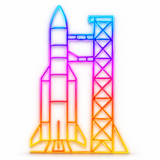 Rocket & Launch Tower RGB LED Wall Light — 24″