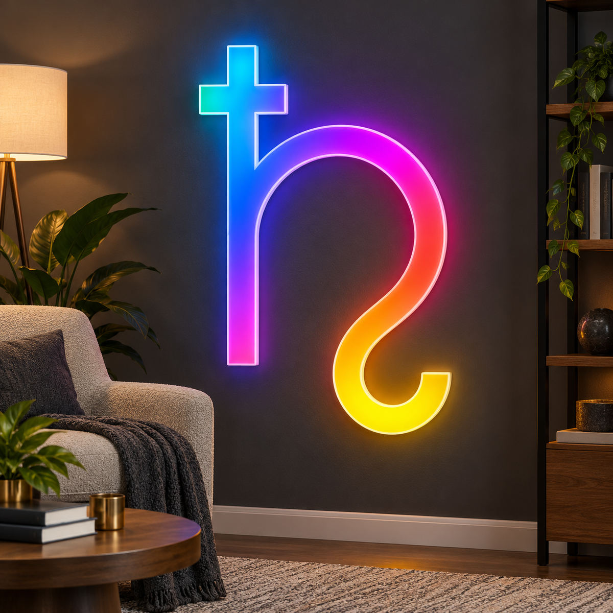 Saturn Symbol RGB LED Wall Art — 24″