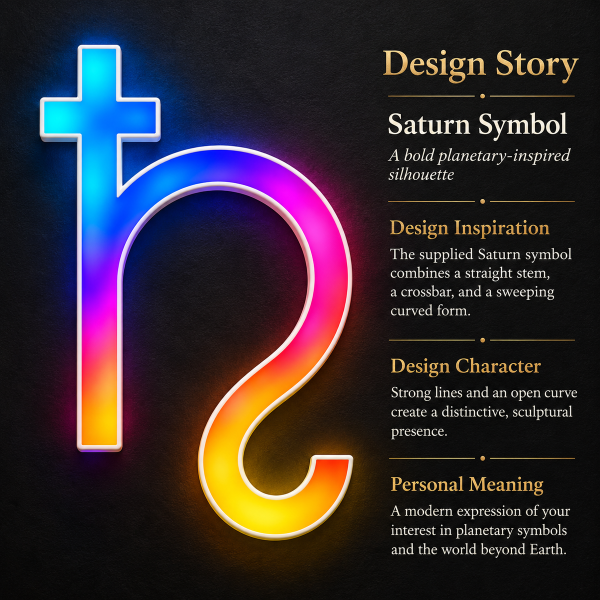 Saturn Symbol RGB LED Wall Art — 24″