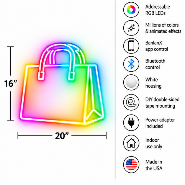 Shopping Bag RGB LED Wall Light — 24″ Wide