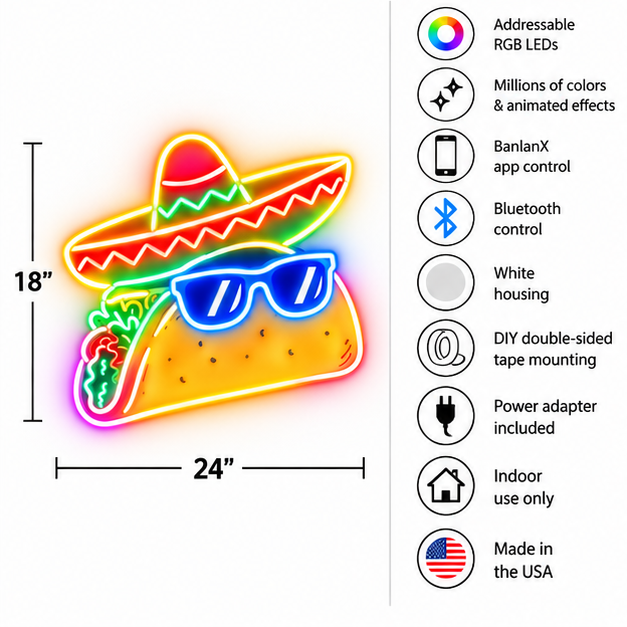 Sombrero Taco RGB LED Wall Light — 24″