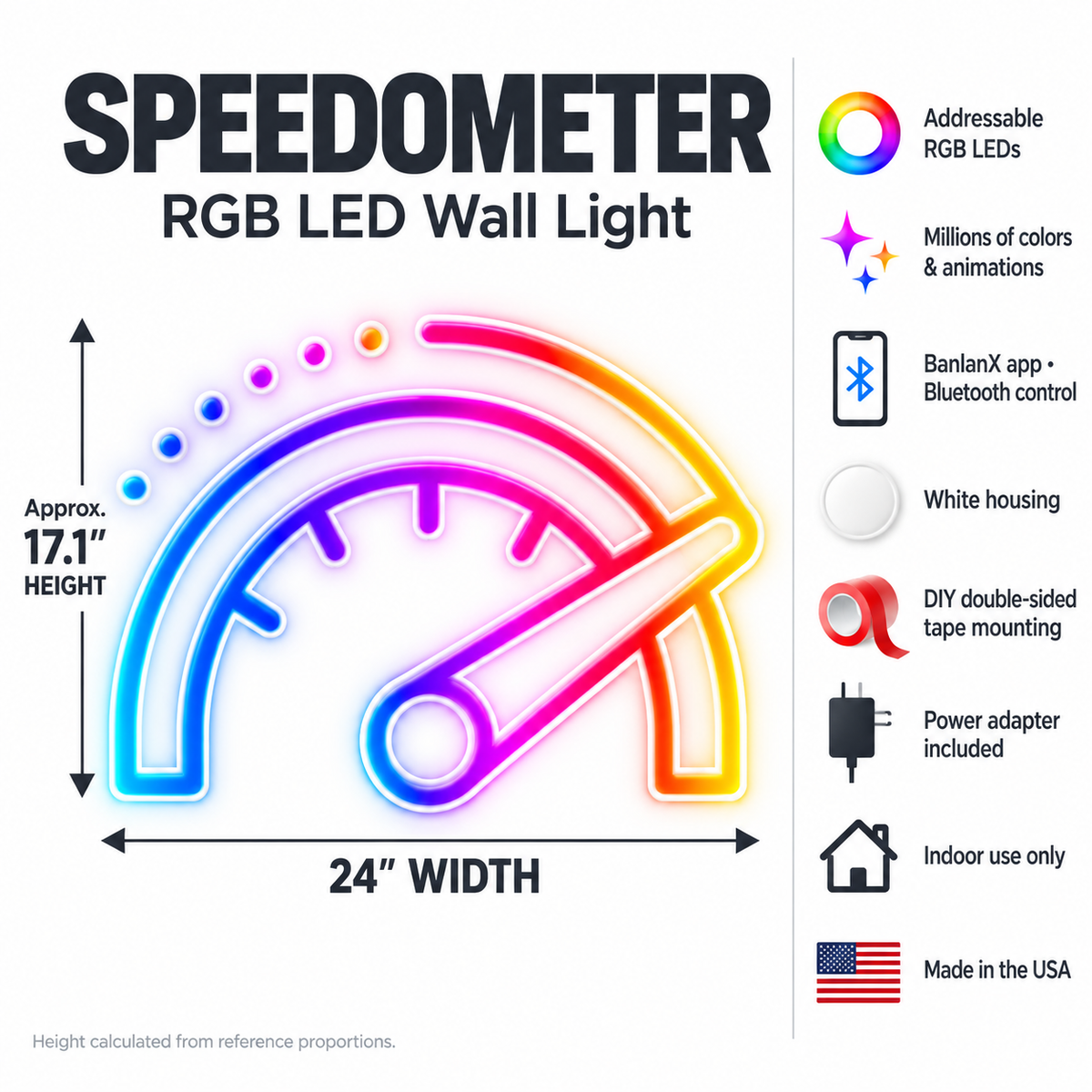 Speedometer RGB LED Wall Light — 24″