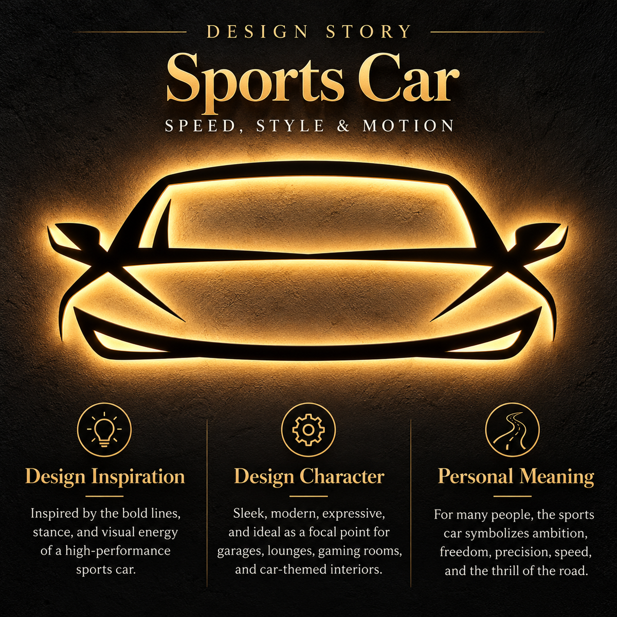 Sports Car Front RGB LED Wall Light — 24″ Wide (Provisional)