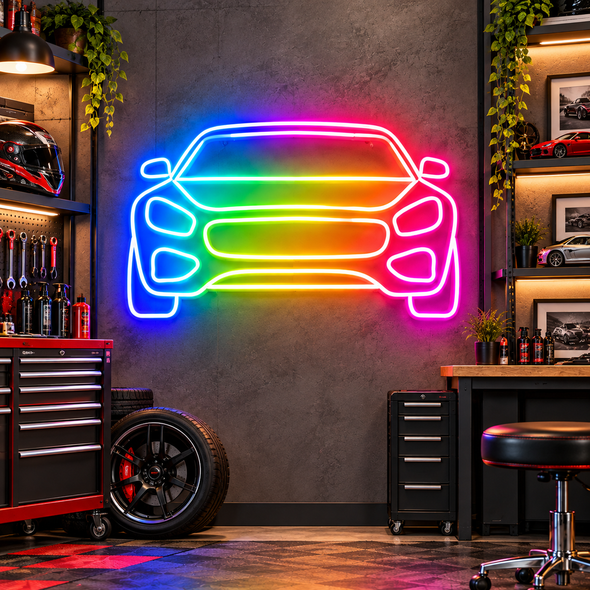 Sports Car Front View RGB LED Wall Lights — 24″ Wide