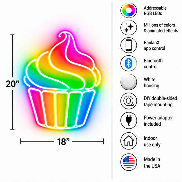 Swirled Cupcake RGB LED Wall Light — 24″ Tall