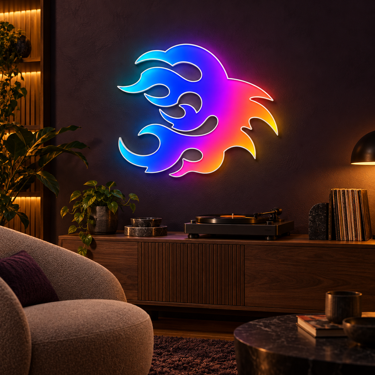 Tribal Flame RGB LED Wall Art — 24″