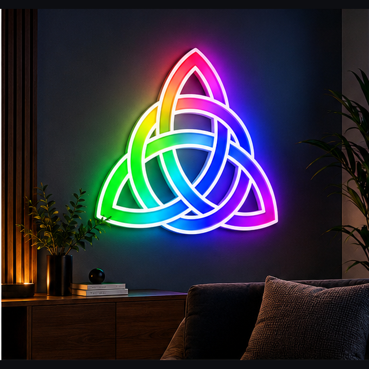 Triquetra Celtic Knot RGB LED Wall Light — 24″ Wide (Provisional)