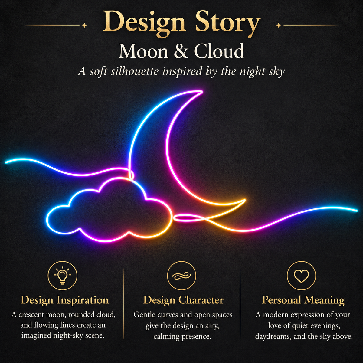 Wispy Moon & Cloud RGB LED Wall Light — Approx. 52.2″